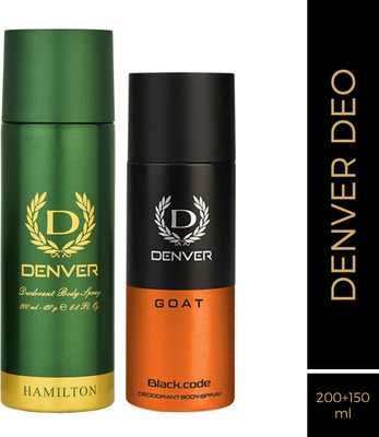 DENVER Hamilton and Black.code G O A T Deodorant Spray  -  For Men(350 ml, Pack of 2)