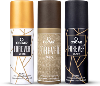 OSCAR Forever Paris+ Forever White + Forever Black Body Deodorant Spray 40ml Each Deodorant Spray  -  For Men & Women(120 ml, Pack of 3)