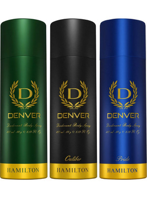 DENVER Hamilton, Caliber and Pride Body Spray - For Men(540 ml, Pack of 3)