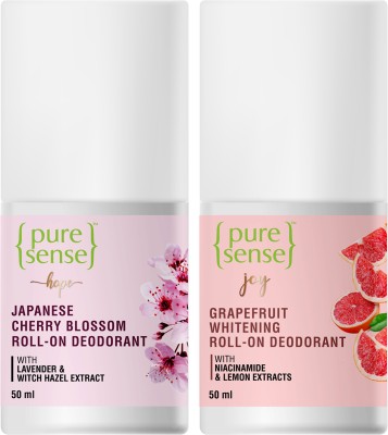 PureSense Roll On All Day Fresh Hope Japanese Cherry Blossom + Whitening Joy Grapefruit Deodorant Roll-on  -  For Women(50 ml, Pack of 2)