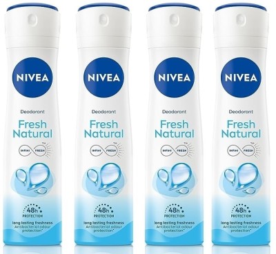 NIVEA Fresh Natural Deodorant Spray - Men & Women (600ml, Pack of 4) Deodorant Spray  -  For Men & Women(600 ml, Pack of 4)