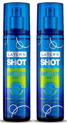 LAYER'R SHOT ABSOLUTE CRAZE 135ml x Pack of 2 Body Spray  -  For Men(270 ml, Pack of 2)
