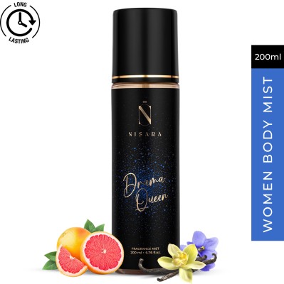 Nisara Drama Queen Long Lasting Fruity Floral Fragrance Body Mist Spray Body Mist  -  For Women(200 ml)