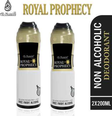 Al-Nuaim Royal Prophecy Alcohol Free Deodorant Body Spray  -  For Men(400 ml, Pack of 2)