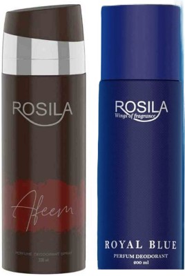 Rosilla Afeem & Royal Blue Deodorant Body Spray 200ml Pack of 2 Body Spray  -  For Men(400 ml, Pack of 2)