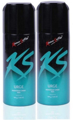 KS DEO URGE EACH 150ML Pack 2 Deodorant Spray  -  For Men(300 ml, Pack of 2)