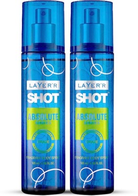 LAYER'R Shot Absolute Series CRAZE Long Lasting Fragrance Perfume Body Spray  -  For Men(135 ml, Pack of 2)