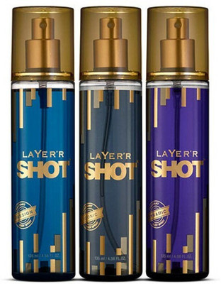 LAYER'R Shot Iconic Fragrant Body Spray 135ml Passion P... Deodorant Spray  -  For Men(405 ml, Pack of 3)