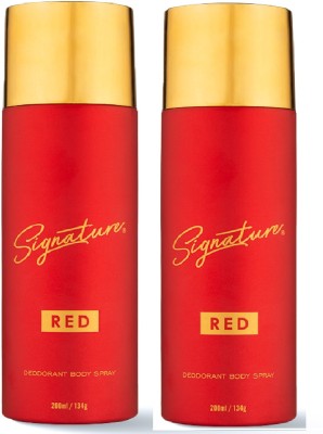 SIGNATURE Red Long Lasting Fragrance Skin Friendly (200ML Each) Combo Deodorant Body Spray  -  For Men & Women(400 ml, Pack of 2)