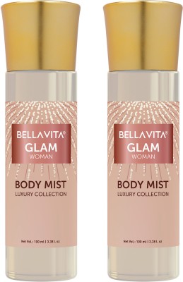 Bella vita organic GLAM Body Mist Set|Floral, Jasmine & Citrus notes|Long Lasting Fragrance| Body Mist  -  For Women(300 ml, Pack of 2)