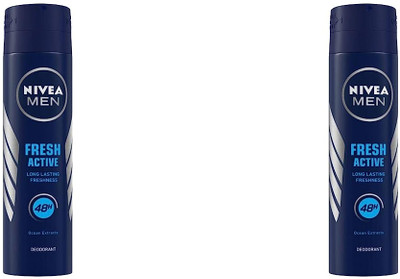 NIVEA MEN FRESH ACTIVE LONG LASTING BODY SPRAY 155 ML X 2 SET Body Spray  -  For Men & Women(310 ml, Pack of 2)