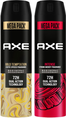 AXE Gold Temptation and Intense Deodorant Spray  -  For Men(430 ml, Pack of 2)