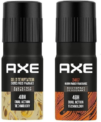 AXE Gold Temptation + 24x7 deodorant spray 150 ml pack*2 Deodorant Spray  -  For Men(300 ml, Pack of 2)