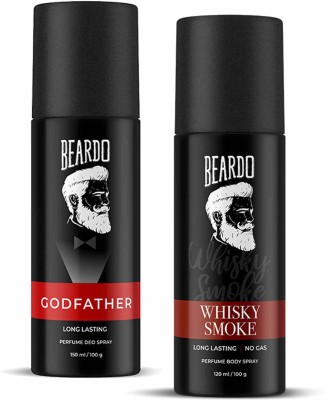 BEARDO Whisky Smoke God father Long Lasting Perfume Body Spray Combo (Pack of 2) Body Spray – For Men  (240 ml, Pack of 2)