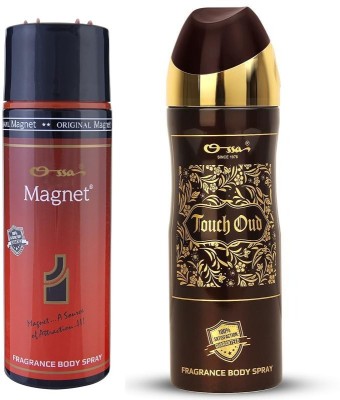 OSSA Touch Oud Body Spray And Magnet Body Spray Long Lasting Fragrance Premium Combo Deodorant Spray  -  For Men & Women(400 ml, Pack of 2)