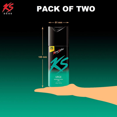 KS DEO URGE EACH 150ML PK 2 Deodorant Spray  -  For Men(300 ml, Pack of 2)