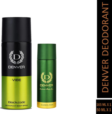 DENVER VIBE, HAMILTON 150ML,50ML For Men Provides 24-hour odor protection Deodorant Spray  -  For Men(200 ml, Pack of 2)