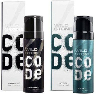 Wild Stone Code Chrome and Steel Long Lasting Deodorant Body Spray  -  For Men(240 ml, Pack of 2)