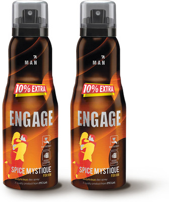 Engage Spice Mystique Deodorant for Men, Woody and Leather, Skin Friendly, 150ml Pack of 2 Deodorant Spray  -  For Men(300 ml, Pack of 2)