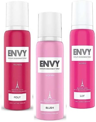 ENVY 1000 POUT+BLUSH+LUV DEODORANT BODY SPRAY 120MLX3 Perfume Body Spray  -  For Women(360 ml, Pack of 3)