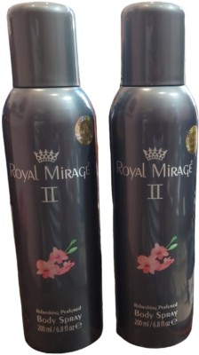 ROYAL MIRAGE REFRESHING PERFUED BODY SPRAY Body Spray  -  For Men & Women(200 ml, Pack of 2)