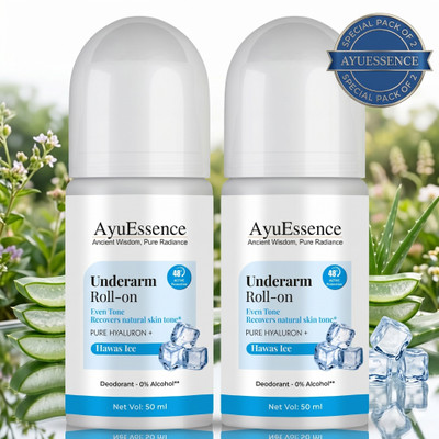 AyuEssence Pack.2-HAWAS ICE Deodorant Roll-on - For Men & Women(100 ml, Pack of 2)