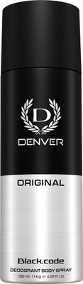 DENVER Original Black Code Deodorant Body Spray  -  For Men(180 ml)