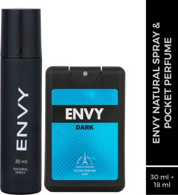 Envy Natural Spray and Dark Pocket Perfume (30 ml + 18 ml) Perfume Body Spray  -  For Men(48 ml, Pack of 2)