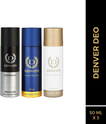 DENVER Black.code Original, Pride & Imperial Nano Deo (50ml x 3) Deodorant Spray - For Men(150 ml, Pack of 3)