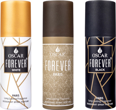OSCAR Forever Paris+ Forever White + Forever Black Body Deodorant Spray 40ml Each Deodorant Spray - For Men & Women(120 ml, Pack of 3)