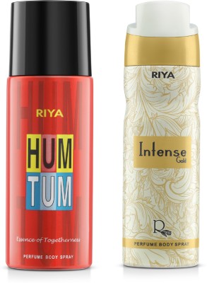RIYA Hum Tum And Intense Gold Body Spray Deodorant For Unisex Pack Of 2 Deodorant Spray  -  For Men & Women(150 ml, Pack of 2)