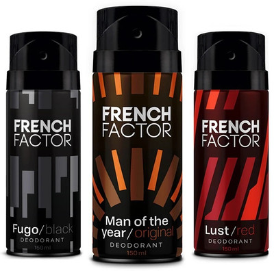 French Factor MOY Original, Lust Red & Fugo Black Deodorant For Men, Combo (150ml, Pack of 3) Deodorant Spray  -  For Men(450 ml, Pack of 3)