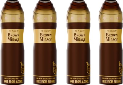 Al-Nuaim Brown Mirage Alcohol Free Deodorant 200ml Each Body Spray  -  For Men(800 ml, Pack of 4)