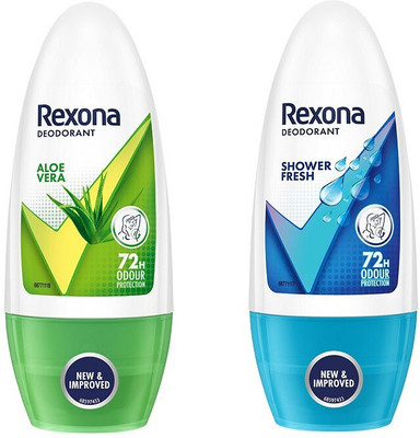 Rexona Aloe Vera and Shower Fresh Underarm Roll On Deodorant Deodorant Roll-on  -  For Women(100 ml, Pack of 2)