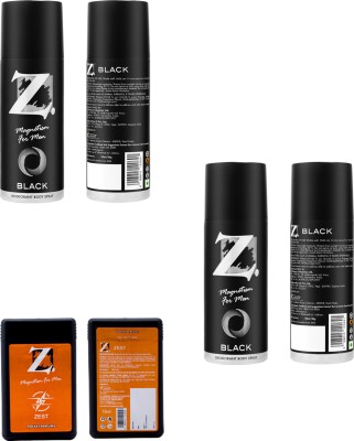 Z - Magnetism for Men 2 Black Deo, 150 ml, Pack of 2 (Get 18 ml Zest PP) Deodorant Spray  -  For Men(300 ml, Pack of 2)