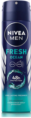 Nivea Men Fresh Ocean, Antibacterial 48h Protection, Long Lasting, Fresh Ocean Extracts Deodorant Spray  -  For Men(150 ml)