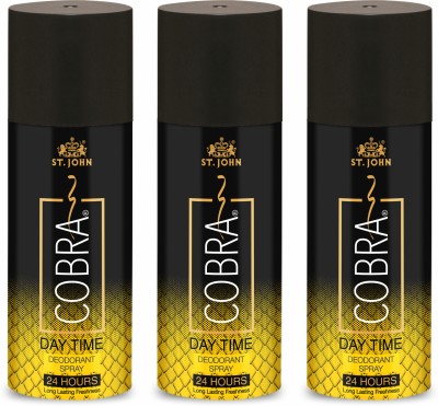 ST-JOHN Cobra Deo DayTime Long-Lasting Deodorant Deodorant Spray  -  For Men(450 ml, Pack of 3)