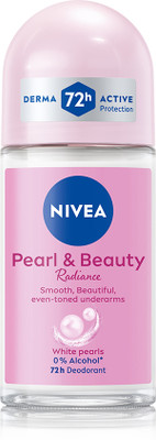 NIVEA Pearl and Beauty Radiance, Eventone Underarms, 0% Alcohol, 72h Derma Protection Deodorant Roll-on - For Women(50 ml)