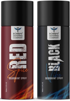BOMBAY SHAVING COMPANY Red Spice & Black Vibe 150ml x 2 Combo Deodorant Spray  -  For Men(300 ml, Pack of 2)