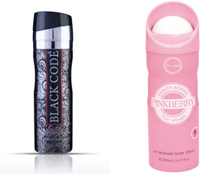 Black Code BC01PB02 Body Spray  -  For Men & Women(400 ml, Pack of 2)