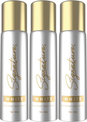 SIGNATURE White Long Lasting Fragrance Skin Friendly (70ML Each) Combo Deodorant Body Spray  -  For Women(210 ml, Pack of 3)