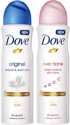 DOVE Original and Eventone Deodorant Spray  -  For Women(300 ml, Pack of 2)