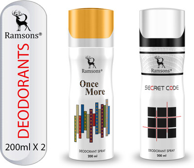 RAMSONS Secret Code and Once More Deodorant Combo Deodorant Spray  -  For Men & Women(400 ml, Pack of 2)