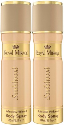 ROYAL MIRAGE Sandalwood Perfumed Body Spray 200 ml Pack O f 2 Perfume Body Spray  -  For Women(400 ml, Pack of 2)