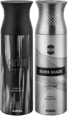 Ajmal Carbon & SilverShade Deodorants Deodorant Spray - For Men (400 ml, Pack of 2) Deodorant Spray  -  For Men(400 ml, Pack of 2)