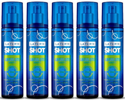LAYER'R Shot Absolute Series Craze Body Spray 135ml x Pack of 5 Body Spray  -  For Men(675 ml, Pack of 5)