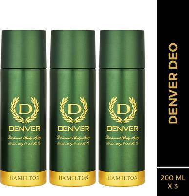 DENVER Hamilton Body Deo (200 ml x 3) Deodorant Spray - For Men(600 ml, Pack of 3)