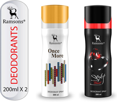 RAMSONS Once More and Sexy Heart Deodorant Combo Deodorant Spray  -  For Men & Women(400 ml, Pack of 2)