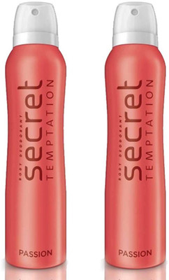 Secret Temptation Passion Deodorant Spray Pack of 2 Combo (150ML each) Deodorant Spray  -  For Women(300 ml, Pack of 2)