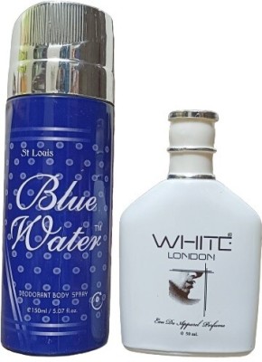 St. Louis BLUE WATER DEO 150 ML AND WHITE LONDON 50 ML PERFUME Body Spray  -  For Men(200 ml, Pack of 2)